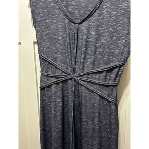 CHELSEA & THEODORE Sleeveless V NECK Dress Indigo‎ Blue Large Fits 14 Stretchy